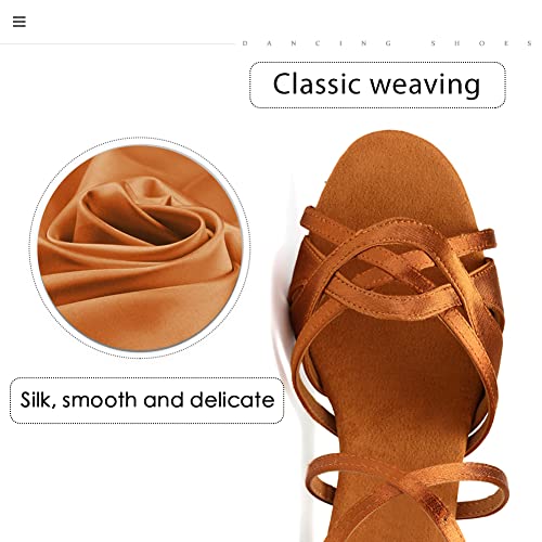 Women's Latin Dance Shoes Silk Open Toe Professional Ballroom Salsa Tango Performance Dance Heels2