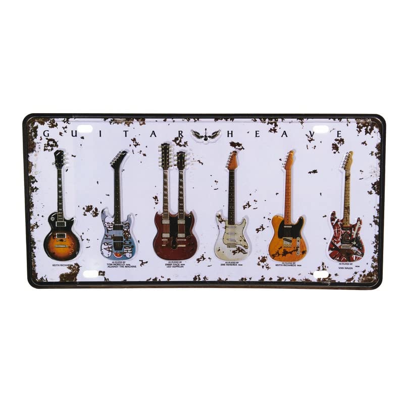 Image of Music GUITAR-S Multipurpose Metal Vintage Tin sign Boards Retro License Plate Vanity Gift Decorative Car Tag, Truck Front Plate Wall Art Design Number Plaque for Cafe, Living Room