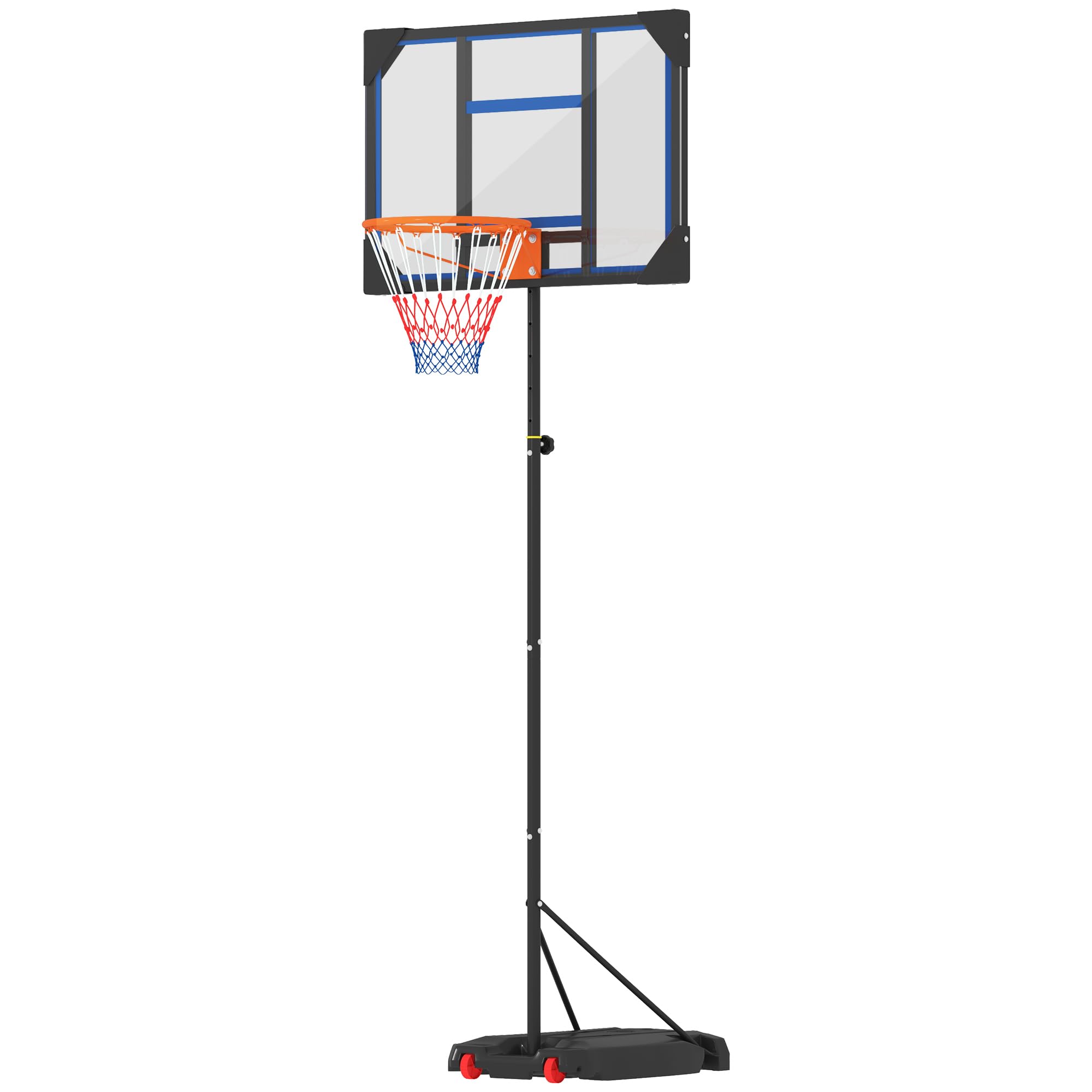 AIYAPLAY Panier de Basket, Hauteur réglable de 210-260 cm, Panier de Basket extérieur et intérieur avec Roues, Base de lestage, Cadeau pour garçon et Fille, Bleu