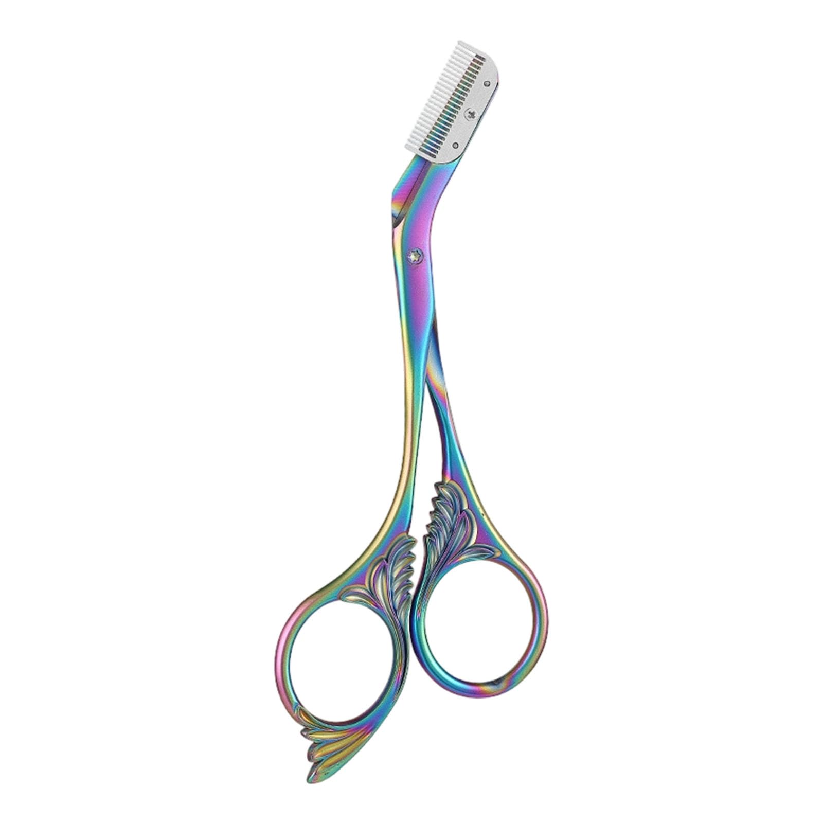Ergonomic Stainless Steel Eyebrow Trimmer Scissors with Comb for Natural Shaping Eyebrow Trimmer with Comb