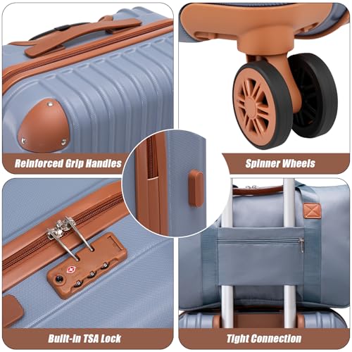 Image of Cosbarn Luggage Sets 5 Piece Suitcases with Wheels, Suitcase Set ABS Hard Case Luggage with TSA Lock Spinner Wheels Durable Travel Luggage