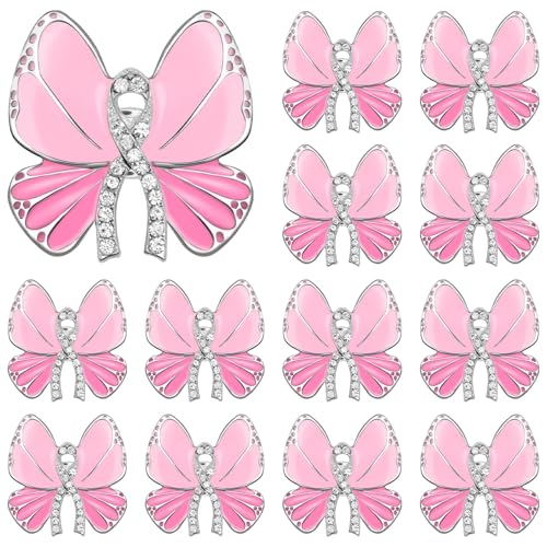 Image of 12PCS Pink Ribbon Butterfly Brooches, Breast Cancer Awareness Pins