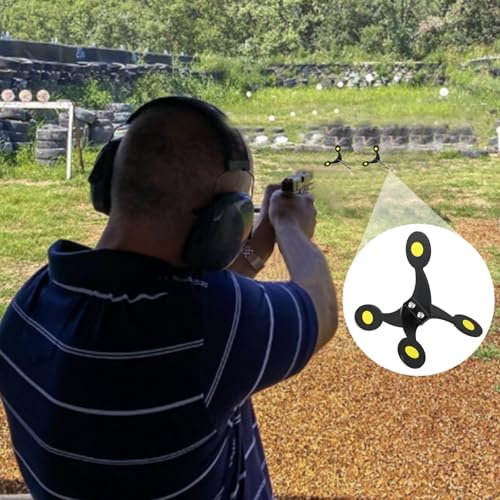 Ground Tumble Reset Shooting Target for BB Gun & Airgun, Auto-Flip 360° Heavy Duty Target with 4 Spinning Feet, Steel Outdoor Shooting Training Targets for Pistol, Airsoft, Slingshot - 2