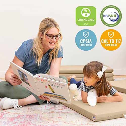 Image of ECR4Kids SoftZone Rainbow Rest Mat, 2in, Sleeping Pad, Sand, 5-Piece