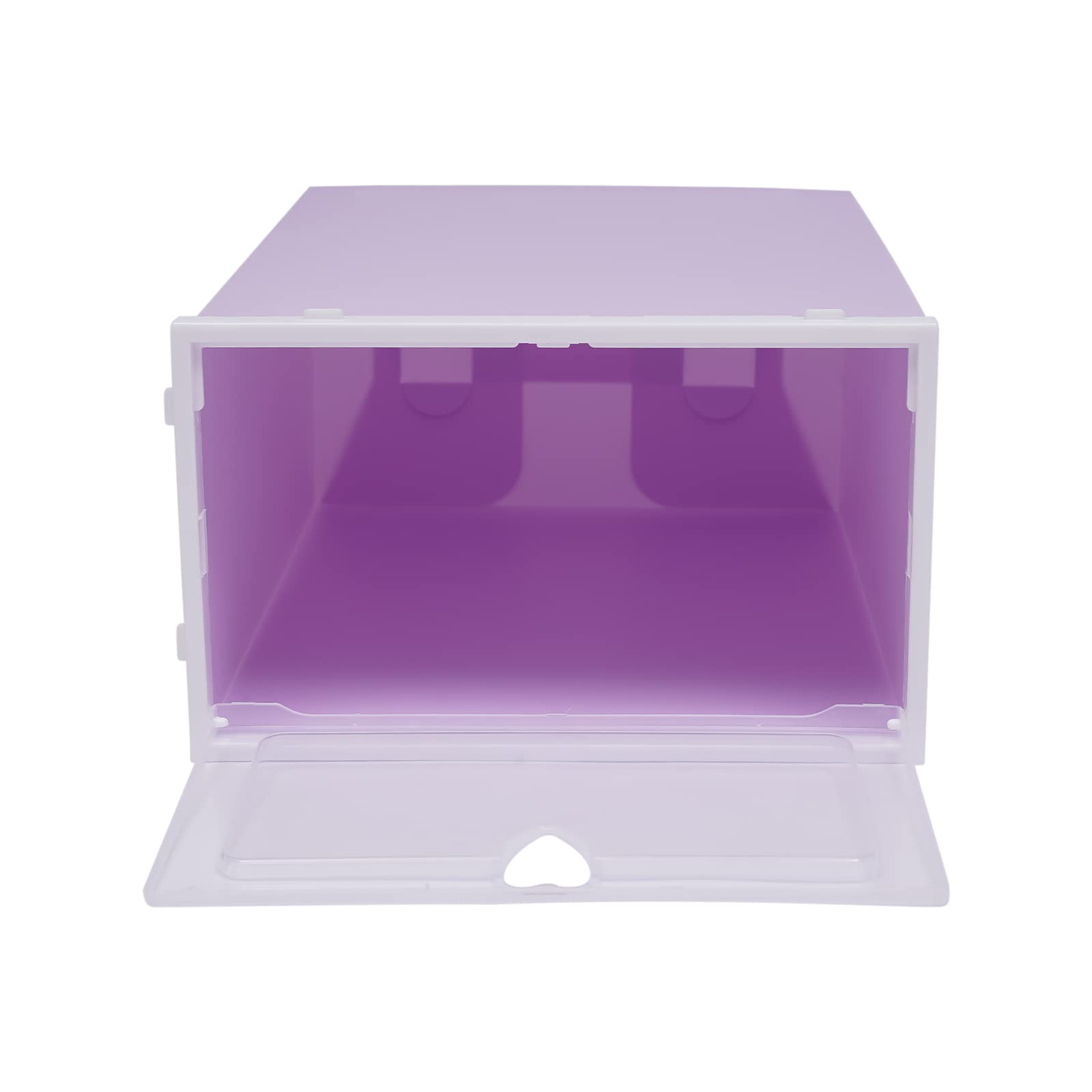 Juego de 20 cajas de zapatos apilables de plástico transparente con tapa para hombre y mujer, 33 x 23 x 14 cm, color morado