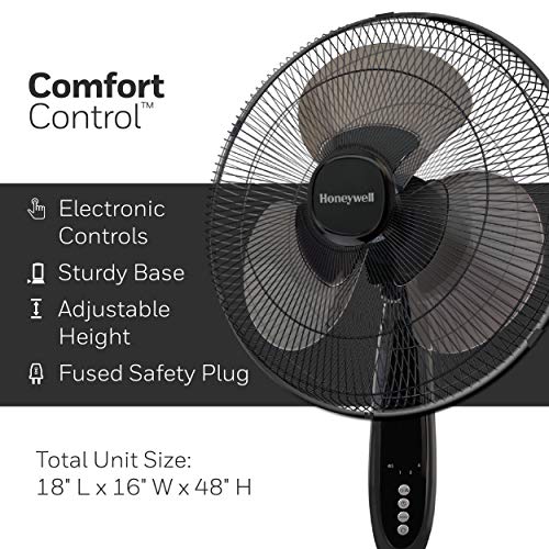 image for Honeywell Double Blade 16 Pedestal Fan Black With Remote Control, Osci