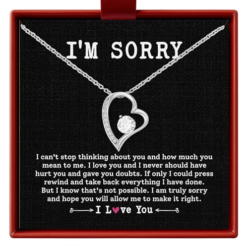 I'm Sorry Gift for Her Apology Necklace with Message Card I Love You I'm Sorry Jewelry Forgive Me Gift for Girlfriend or Wife Let's Start Over Necklace