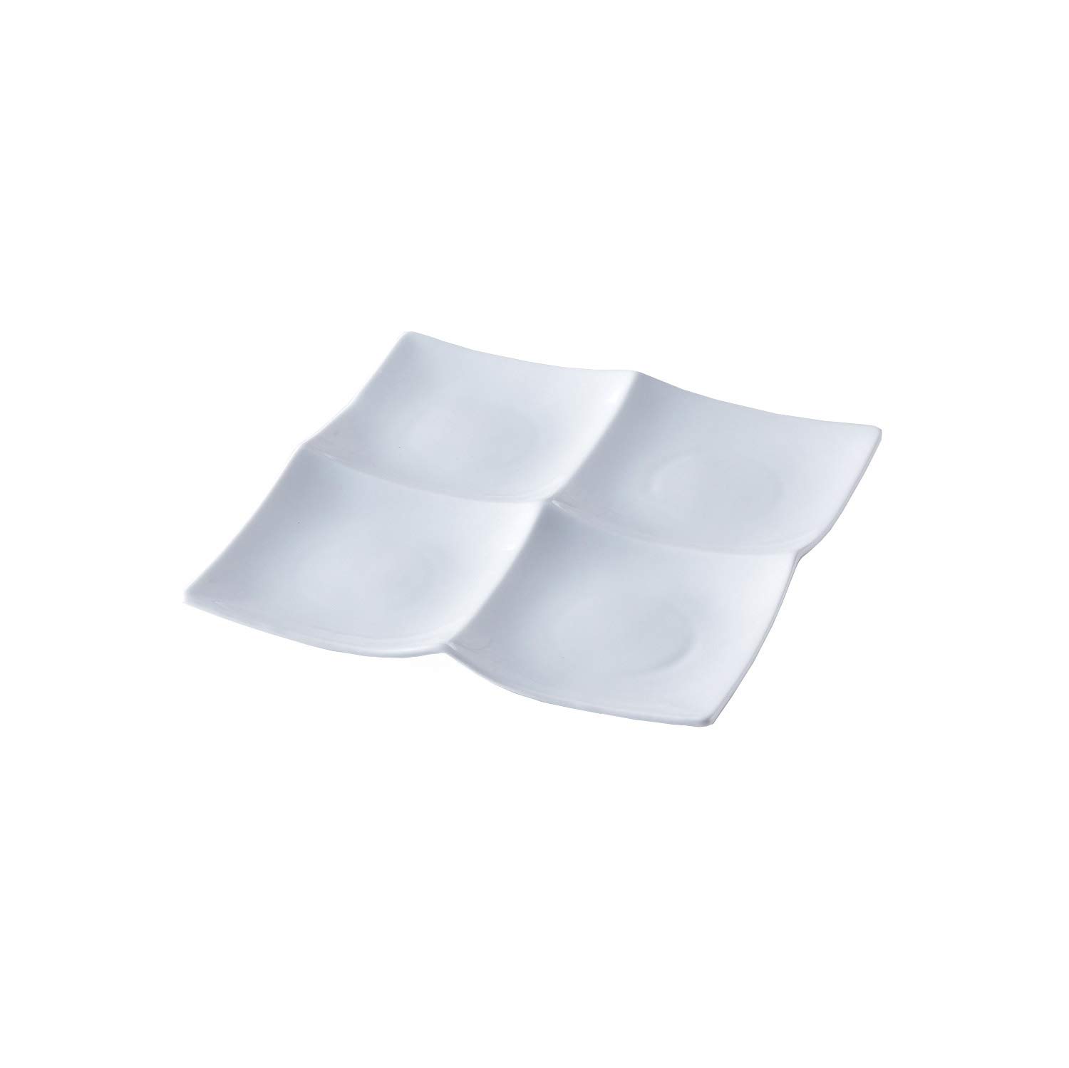 Amazon | アーバン 4点盛り 仕切り プレート 角皿 ホワイト 21.5