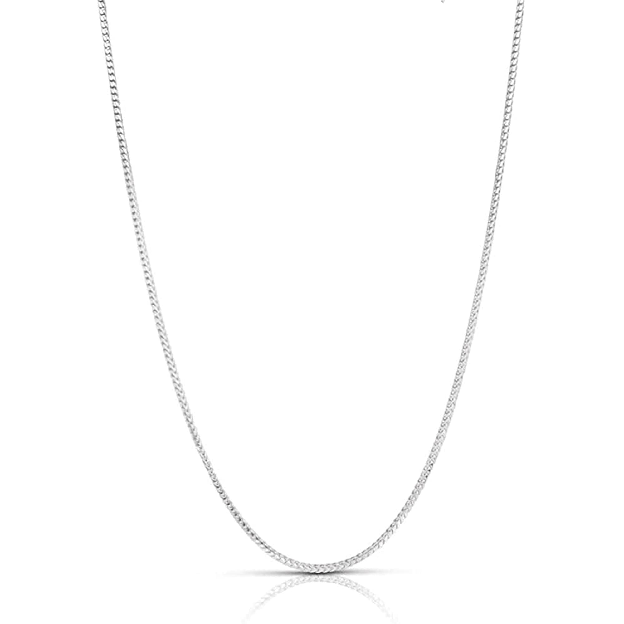 Next Level Jewelry Authentic Solid Sterling Silver Franco Square Box Link .925 ITProLux Necklace Chains 1MM - 2.5MM, 16" - 30", Silver Chain for Men & Women, Made In Italy, (1.5MM,16")
