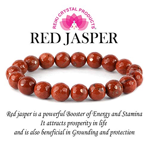Image of Reiki Crystal Products Certified Natural Crystal Stone Diamond Cut /Faceted 10 mm Beads Bracelet for Men & Women | Reiki Charged Gemstone Jewellery | Multiple Stone Variants Available