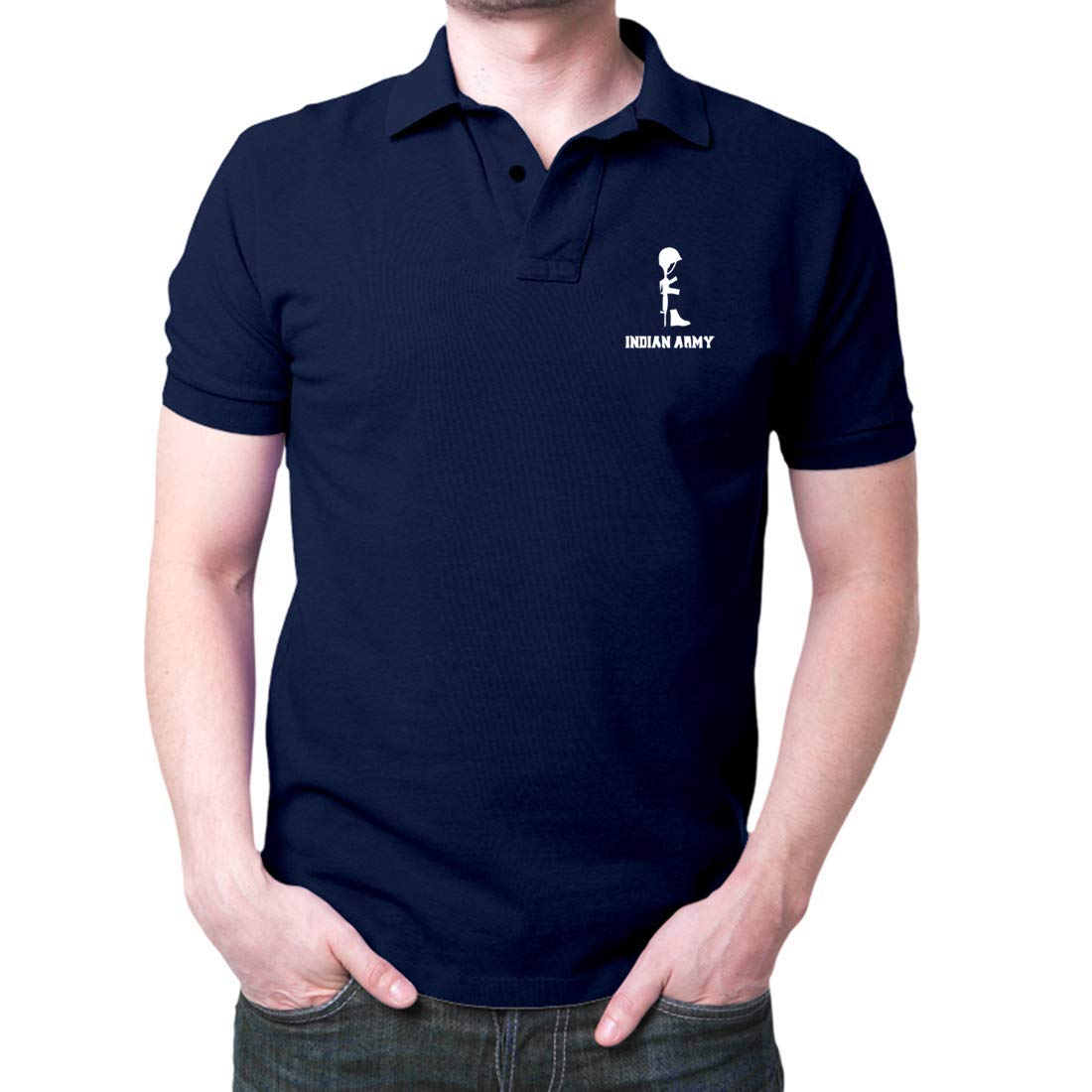 Buy Tee Stores Men Polycotton Amar Jawan Printed Half Sleeve Navy Polo buy-tee-stores-men-polycotton-amar-jawan-printed-half-sleeve-navy-polo
