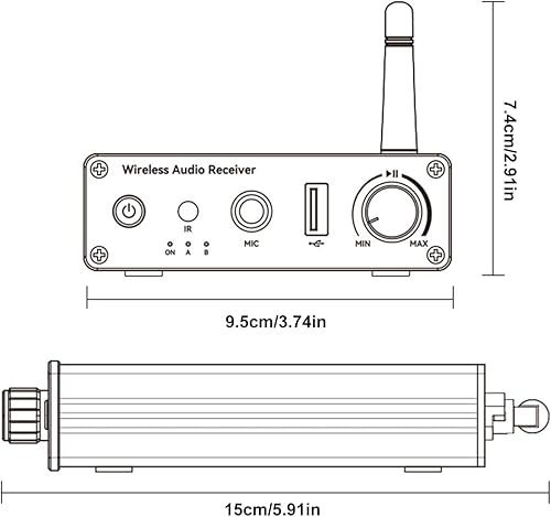 Miniatura 5 de Amplificador estéreo inalámbrico, receptor de audio para el hogar 6.0, amplificador de baja latencia de 2 canales, sonido compacto de alta