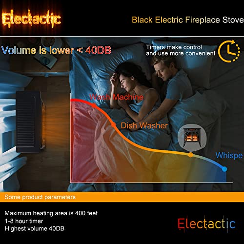 24Inch Electric Fireplace Stove , Free-Standing Infrared Fireplace Stove, Controllable 3D Flame, 4 Variable Flame&Log Colors, 1500w, 5100BTU, Black (S230B-BLACK), 23.5"L X 10.7"W X 24.3"H