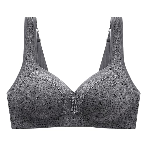 Soutien-gorge sans armatures anti-compression avec bonnets galbants et dentelle grise