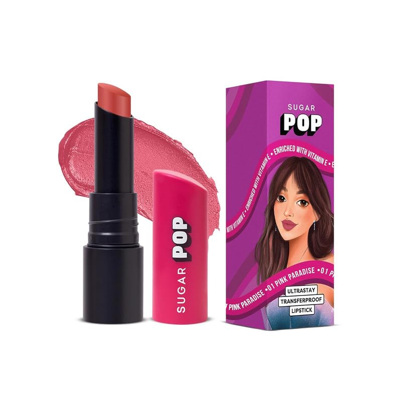 Image of SUGAR POP Ultrastay Transferproof Lipstick 01 Pink Paradise - 4 gms - Enriched with Vitamin E | Smooth Glide | Waterproof | Longlasting|Moisturizing lipstick