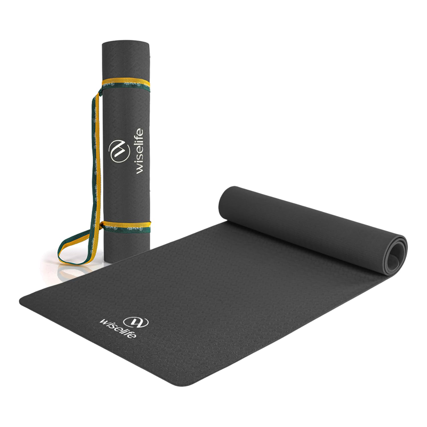 WiseLife Classic ECO TPE 6MM Yoga Mat with Yoga Strap for Men & Women | Extra Thick, Long & Wide Non-Slip, Anti-Tear Exercise Mat for Home, Gym, Workout, Fitness, Yoga & Pilates (Black)-picture-25