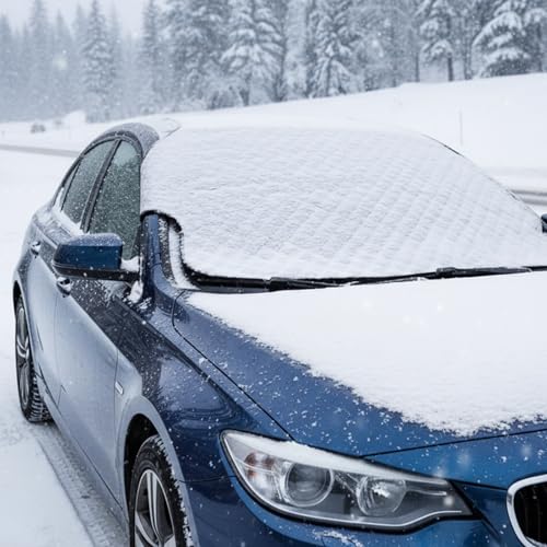 Ebksqs Auto-Frontscheibenabdeckung Winter mit Türclips frostsicher & faltbar wiederverwendbar für Pkw