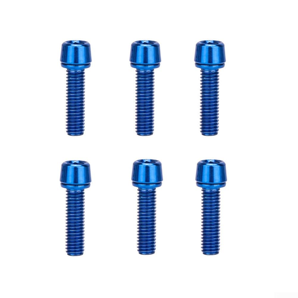 6pcs Bicycle Stem Bolts, Stainless steel M5 * 18Mm Bolts Screw For Bike Handlebar Installation(Blue)