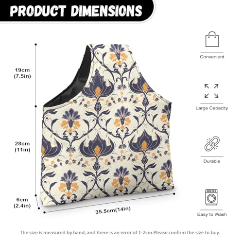 Image of ZUXONGSY Damask Floral Knot Yarn Tote Bags for CrochetingH Portable Yarn Bags for Crocheting on The Go Travel Yarn Storage Handbag