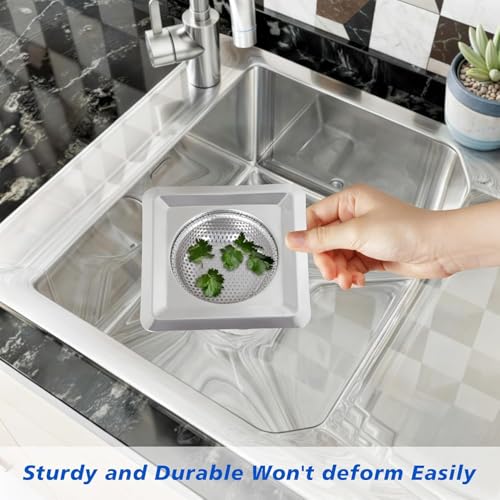 Image of Stainless Steel Kitchen Sink Strainer (Square-Jali+DISHWASH-Cloth)