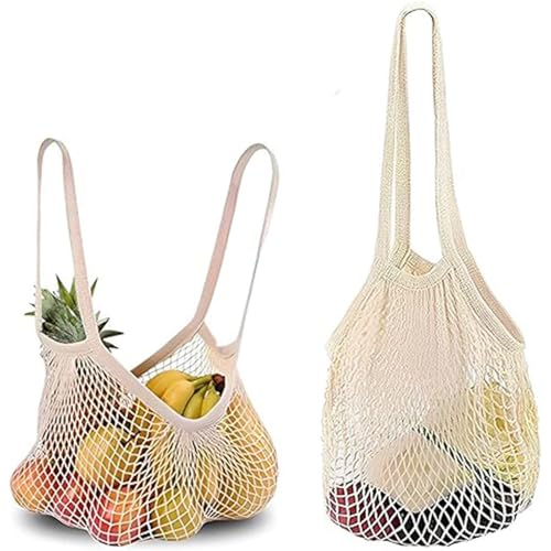 2Pcs grocery net bag,String Bag,Net Bag Fruit Bags,Reusable Net String Shopping Bags Mesh Produce Bags Organic Grocery Shopping Bags Tote Handbag for Vegetables Fruits Commodities Outgoing Travel