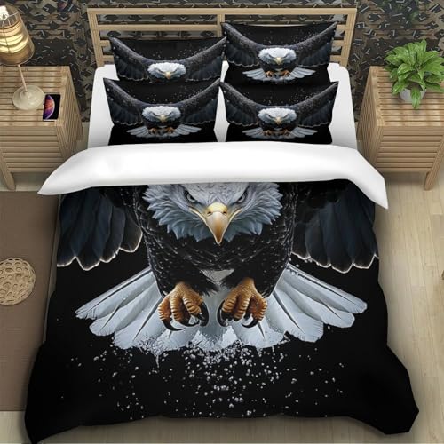 Housse de couette aigle 3D 200x200 microfibre avec taies - 5
