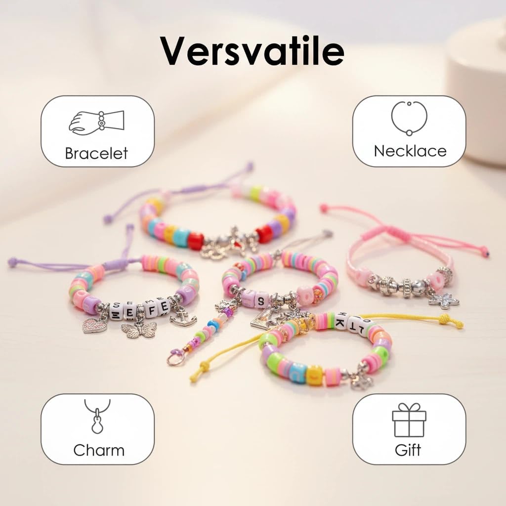 Hardy Guo Clay Beads Glow Beads Bracelet Making Kit Beads for Friendship Bracelet kit with Letter Beads Jewelry Making Set for Beginners Gifts (Pandora - Two-in-One)