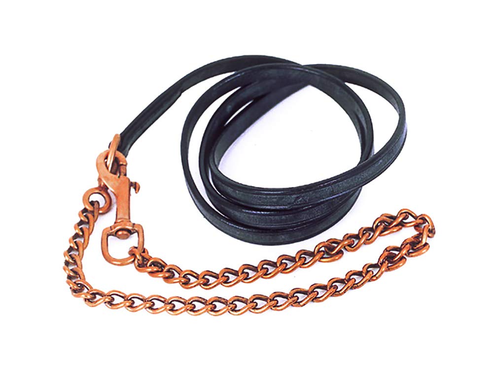 Heritage English 1/2 inch Leather Lead And Chain in Black or Havana Black, One Size