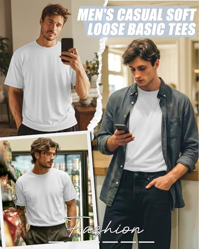 Image of Neer 3 Pack Big and Tall T-Shirts for Men L-7xl Tops | Large Casual Stretch Workout Tees, Short Sleeve Crewneck Oversized Shirts, Classic Summer Outfits, Comfy Basic Loose Clothes