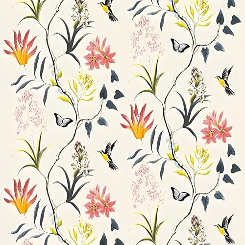 Image of Green Floral Peel and Stick Wallpaper Elegant Lillies Bedroom LIVINGROOM PVC SELF Adhesive Wallpaper 200 * 45CM-9SQFT (Vintage Floral)
