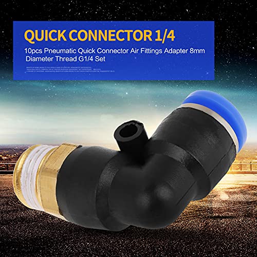 10pcs Pneumatic Elbow Fittings 8mm Push to Connect Air Line Connectors G1/4 Thread Quick Release Kit, Default - Image 4