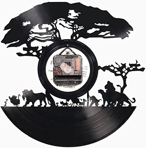 Qianzhou-Uk Led Vinyl Recod Wall Clock African Animals Safari 7 Color Night Lamp Retro Wall Clock, South African Animal Gifts Handmade Home Wall Decor For Living Room Bedroom (B-Led) #TOP6