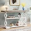 Tribesigns Farmhouse Console Table, 55 inch Rustic Entryway Sofa Table with Storage Shelves, 3 Tier Wood Long Accent Entry Table for Hallway, Entrance, Living Room, Foyer, Grey&White