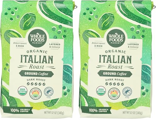 WHOLE FOODS MARKET Organic Ground Italian Roast Coffee, 12 OZ (Pack of 2) image 3