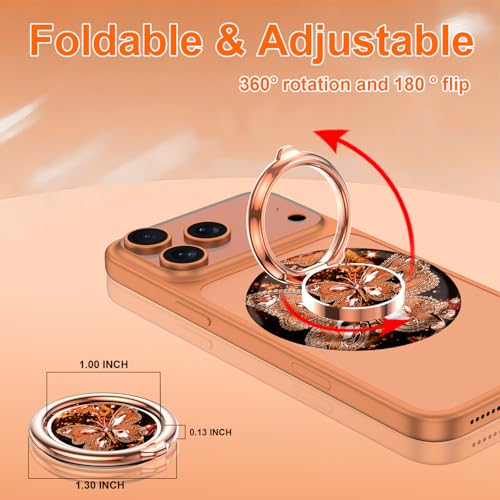 Image of Magnetic Phone Ring Holder for MagSafe Grip,[Super Magnet],Stylish 360 Rotation Cell Phone Grip Stand Finger Ring Kickstand for iPhone 17 16 15 14 Pro Max,iPad and Smartphones,Orange