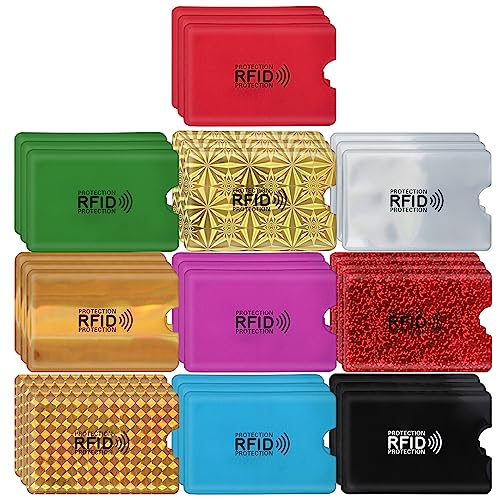 cobee 30 fundas coloridas para tarjetas RFID, tarjetero de crédito con bloqueo RFID, protector ligero para tarjetas de identidad, protección contra robos, funda segura para mujeres y hombres