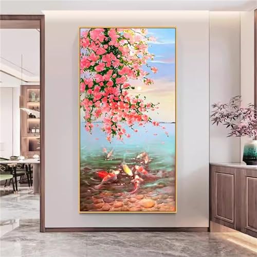 Loisir créatif relaxant contre le stress avec le diamond painting 5D flux rose carré 70x160cm