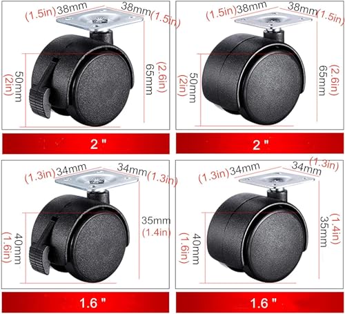 Roulettes de bureau silencieuses 360 de remplacement anti-rayures sol