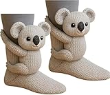 Generisch 3D Stricksocken mit Tieren,Animal Socks,Handgehäkelte Tiersocken, Doppellagige Baumwolle,Winter Warme Umarmung Kuschelsocken Damen Kuschelsocken Herren Weihnachten Männer Damen Socken