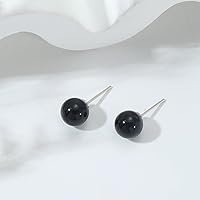 Vista 112 de Natural Stone Stud Earrings for Women 8mm Sterling Silver Genuine Gemstone Earrings Handmade Sterling Silver Crystal Stud Earrings for Women