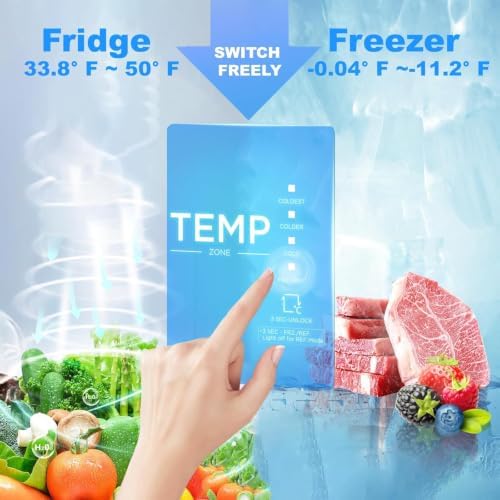 21 Cu. Ft Freezer Upright, Stand Up Convertible All Refrigerator with Glass Shelves, Frost Free, Energy Saving, Led Light, Deep Tall Freezers Freezerless for Garage, Kitchen, Home, Office
