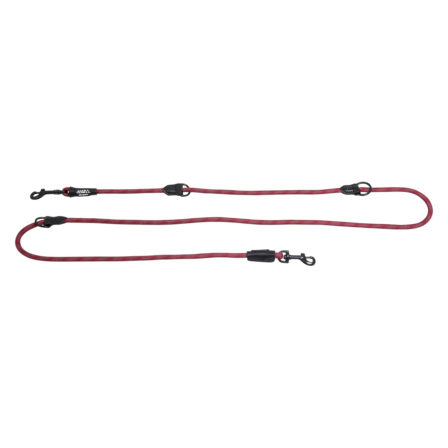 JACK AND VANILLA, Luminous Dots 2 Hook Training Lead for Dogs, Colour: Black/Red, Size 8 mm x 200 cm