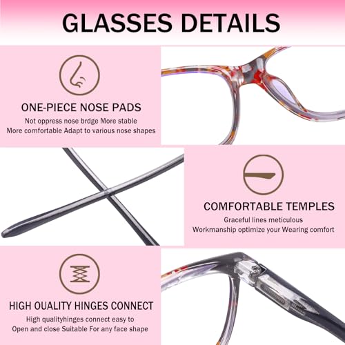 Image of SIGVAN Ladies Reading Glasses Blue Light Blocking Spring Hinge Fashion Pattern Print Eyeglasses for Women