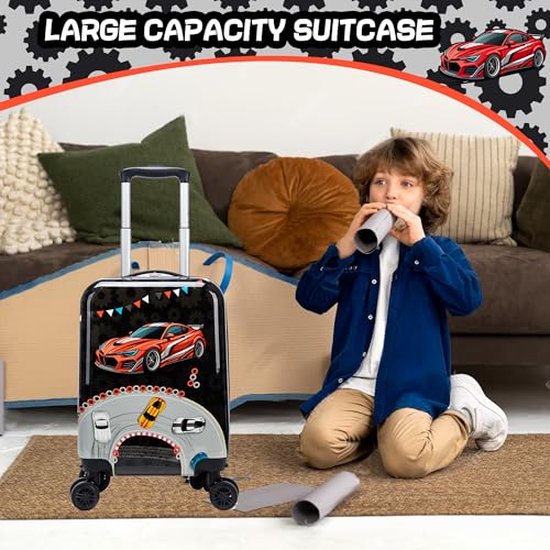 Image of Kids Suitcase Set for Boys Hardside Luggage with Spinner Wheels 2 Piece 16inch Toddler Suitcase for Boys Travel Carry on Luggage Airline Approved