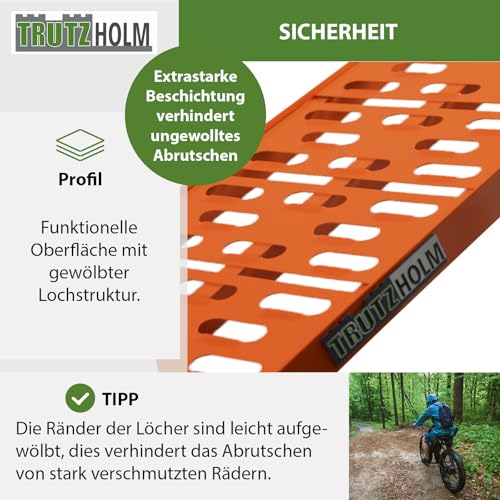 TRUTZHOLM 2 x Auffahrrampe klappbar 228 cm Traglast 680 kg Alu orange gelocht Motorradrampen Verladerampen