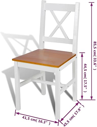 Miniatura 2 de Dining Chairs Set of 4 Solid Pine Wood White and Beige Farmhouse Style Ergonomic Design for Dining Room Kitchen and Comedor