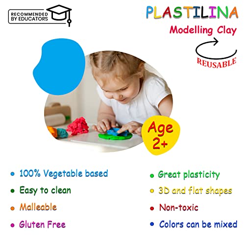 Image of Jovi Plastilina Black Non-Drying Modelling Clay for Art & Craft Pack of 6 Bars - 50gms Each Non-Toxic Gluten Free Fine Motor Skills, Moulding, Pottery Sculpting Project Work with Dough