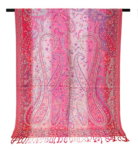 SERENITA Pashmina Scarf for Women Large Colorful Rainbow Shawl Reversible Paisley Wraps, Soft Wedding Scarf