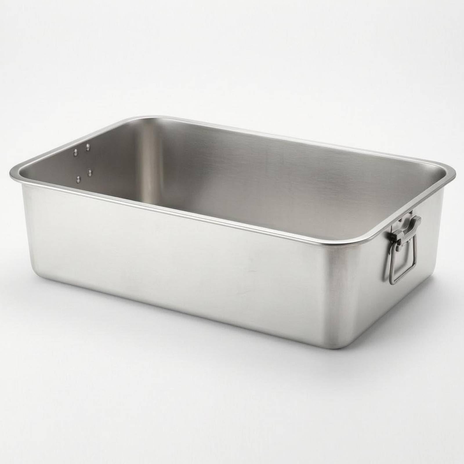 Vassoio Inox con Manici Laterali Finitura Argento Lucente Vassoio Rettangolare in Acciaio Inox Angoli Arrotondati, Vassoio Quadrato Con Maniglia 304, 70x50x4.8cm