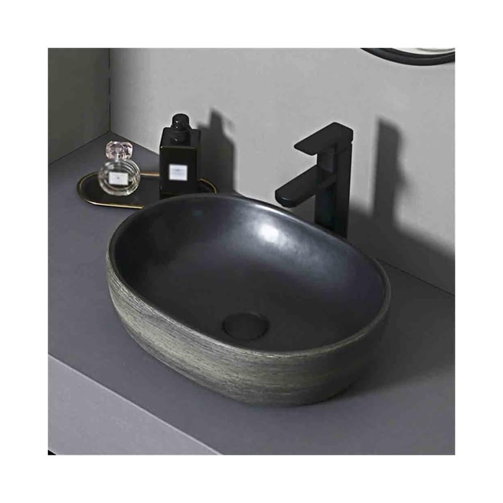 Sink Bowl Small Countertop Basin Oval Washbasin Household Bathroom with Accessories Art Basin